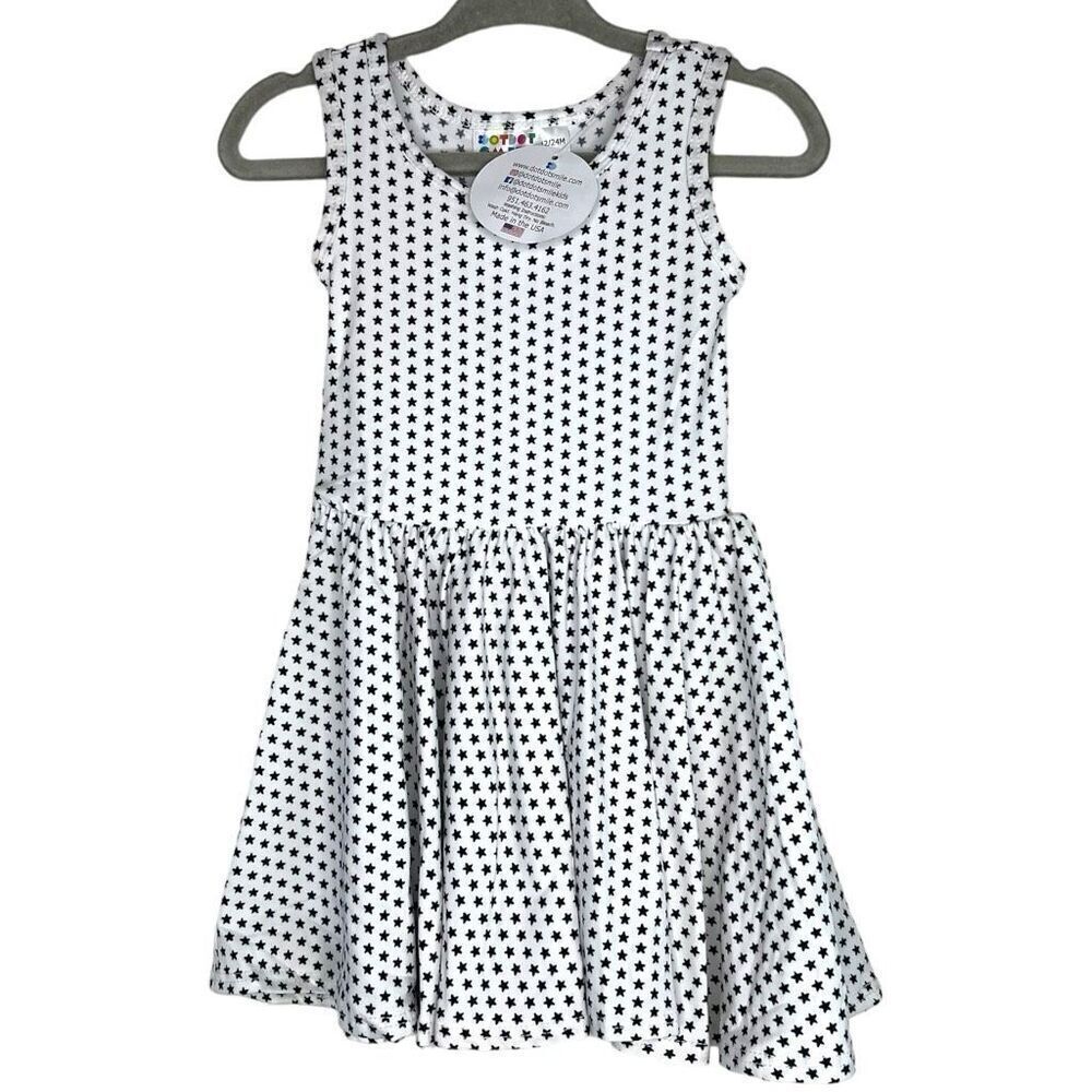 NEW‎ Dot Dot Smile Black Star White Tank Dress 12-24M